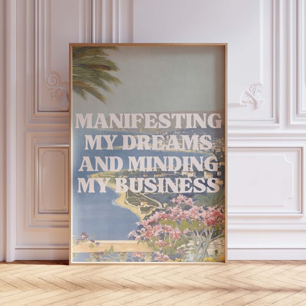Minding My Business Print, Manifesting Best Life, Printable Universe Art, Manifesting Dreams, Italy Aesthetic Art, Travel Illustration Art