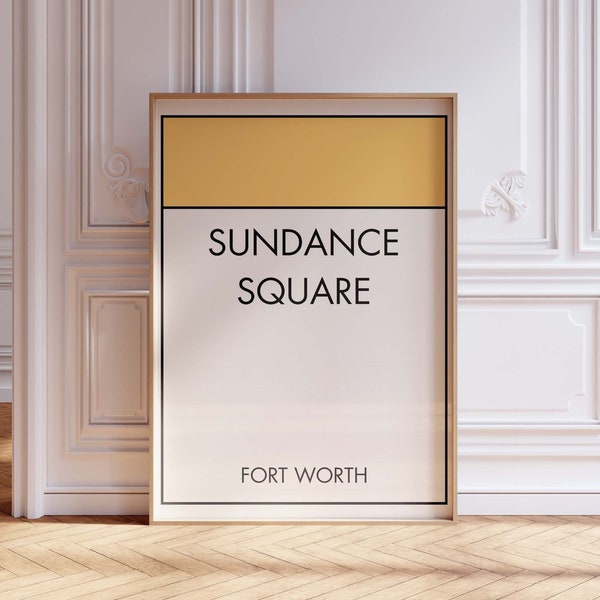 Sundance Square Print, Fort Worth Wall Art, Printable Texas Decor, Game Board Art, Ft Worth Print, Dallas Wall Art, Minimalist Western Art