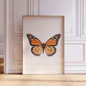 Illustrated Monarch Print, Butterfly Wall Decor, Monarch Aesthetic, Nature Lover Decor, Monarch Butterfly Wall Art, Cute Nursery Art