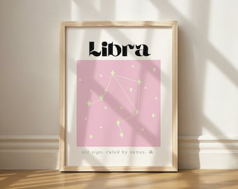 Libra Zodiac Print, Libra Printable, Gift For Libra, Astrology Wall Art, Libra Dorm Room, Libra House Warming, Libra Lover Art