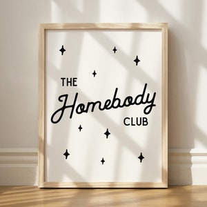 The Homebody Club Print, Homebody Wall Decor, Homebody Retro Wall Art, Printable Wall Art, Couch Potato Gift, Homebody Person
