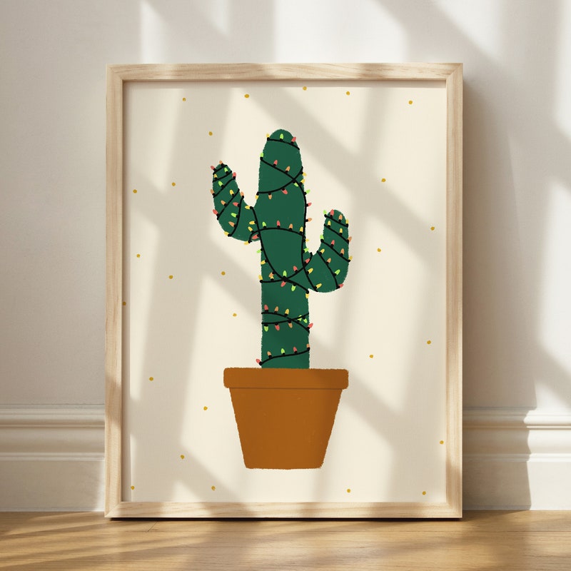 Christmas Cactus Print - Etsy UK