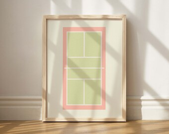 Pickleball Court Pink and Green Print, Sporty Girl Print, Pickleball Aesthetic, Athlete Dorm Decor, Intramural College Print, Pink Vibes