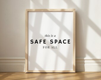 This is a Safe Place for All Print, Wall Art Printable, LGBTQIA+ Decor, Printable Wall Art, Black and White Print, Safe Space Print