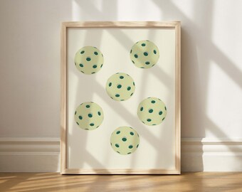 Green Pickle Ball Print, Whiffle Ball Art, Printable Green Art, Sporty Wall Art, Boys Room Print, Pickleball Lover, Cute Athletic Aesthetic