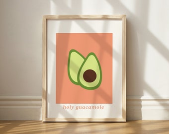 Holy Guacamole Print, Avocado Wall Art, Avocado Lover Print, Guacamole Printable Art, Quirky Kitchen Art, Avocado Kitchen Print