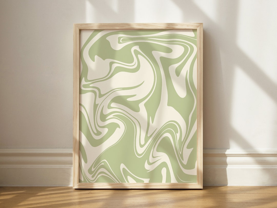 Sage Green Marble Print, Aesthetic Printable Art, Sage Wall Decor