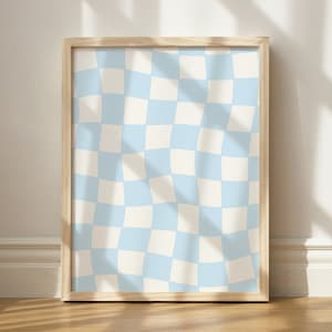 Baby Blue Checkered Print, Wall Art Printable, Baby Blue Aesthetic, Nursery Decor, Cute Kid Room Decor, Printable Wall Art, Y2k Printable