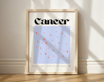 Cancer Zodiac Print, Cancer Astrology Printable, Cancer Zodiac Aesthetic Art, Gift For Celestial Lover, Cancer Printable Art