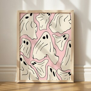 Light Pink Melted Ghost Print, Weird Halloween Decor, Printable Quirky Art, Unique Wall Decor, Fall Printable Art, Trendy Halloween