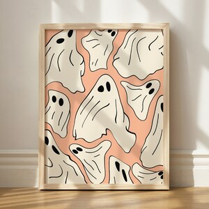 Peach Melted Ghost Print, Abstract Halloween Art, Printable Ghost Decor, Trippy Wall Art, Autumn Decor, Gen Z Halloween, Printable Dorm Art