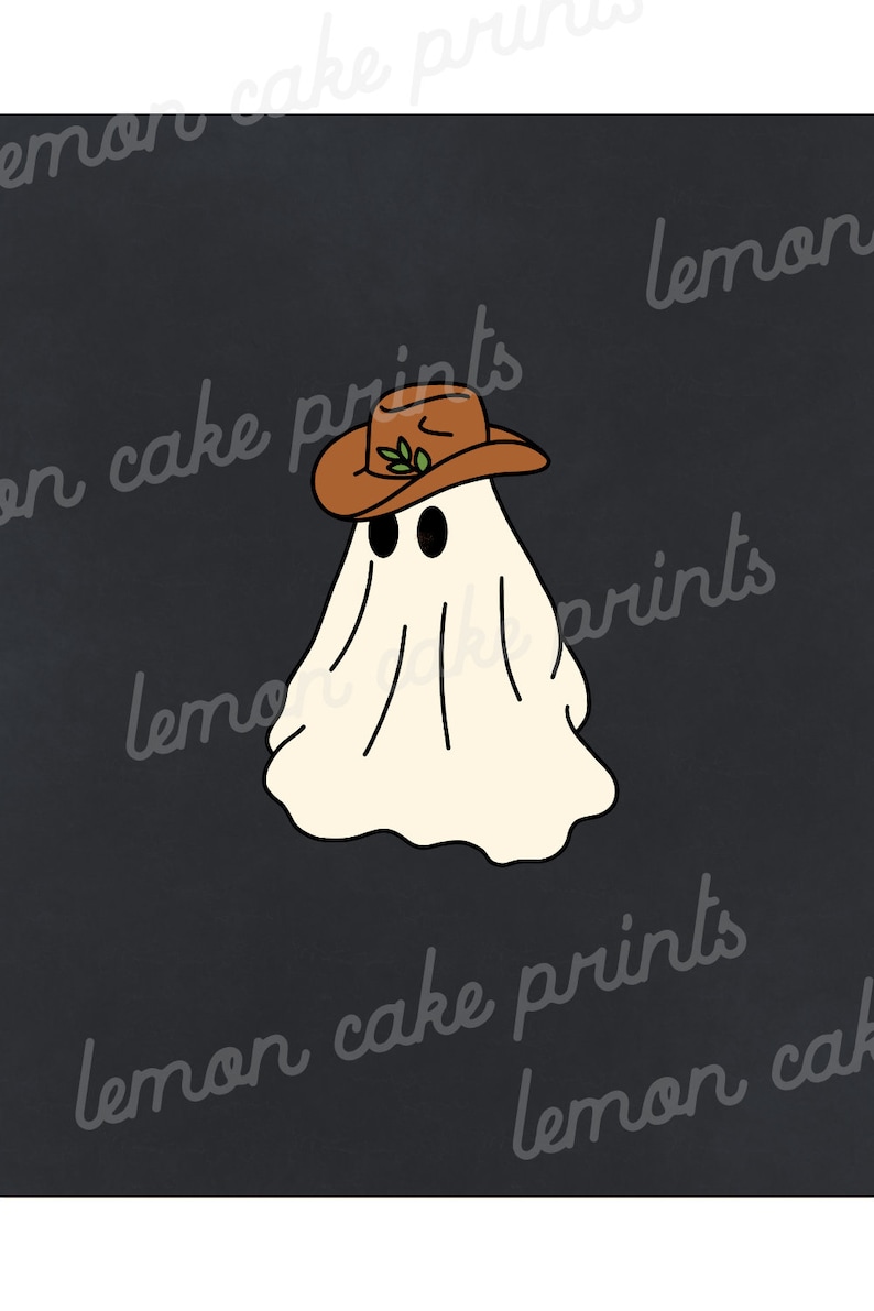 Cowboy Hat Ghost Print Quirky Wall Decor Halloween Aesthetic - Etsy