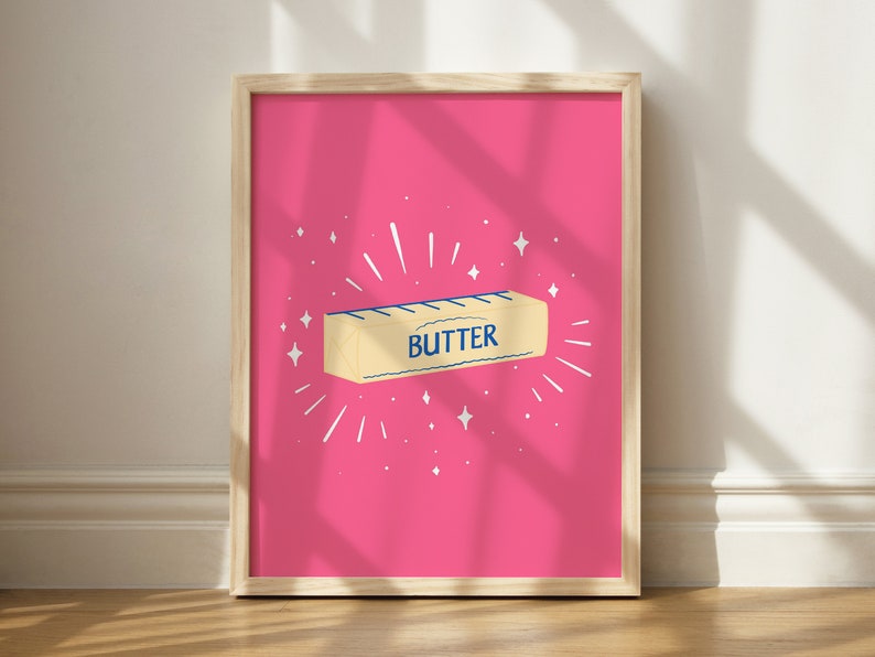 Stick of Butter on Hot Pink Print Funny Kitchen Art - Etsy