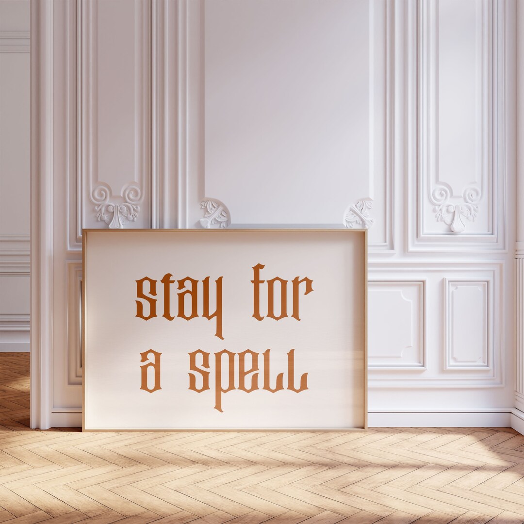 Stay for A Spell Print, Horizontal Wall Art, Halloween Landscape