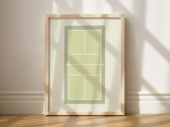 Pickleball Court Green Print, Pickleball Wall Art, Printable Country Club Art, Tennis Girl Poster, Dorm Room Aesthetic, Pretty Pickleball