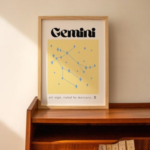 Gemini Zodiac Print, Gemini Printable, Astrology Wall Art, Gemini Printable Art, Gemini Zodiac, Astrology Gift, Gemini Constellation image 3