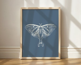 Luna Moth Print, Boho Wall Art, Luna Moth Decor, Luna Moth Wings, Moon Moth Printable Art, Witchy Decor, Insect Print, Witch Wall Art