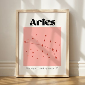 Aries Zodiac Print, Aries Printable, Zodiac Aesthetic Art, Aries Queen, Gift For Aries Woman, Aries Wall Art Digital Download