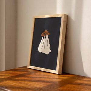 Cowboy Hat Ghost Print, Quirky Wall Decor, Halloween Aesthetic Art, Printable Ghost Art, Weird Wall Art, Trendy Ghost Art, Ghost Lover Art image 3