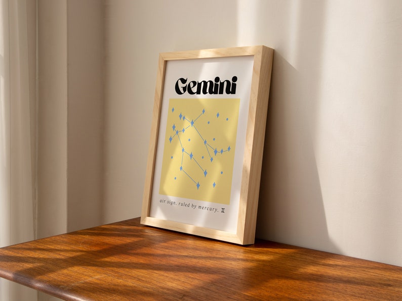 Gemini Zodiac Print, Gemini Printable, Astrology Wall Art, Gemini Printable Art, Gemini Zodiac, Astrology Gift, Gemini Constellation image 4