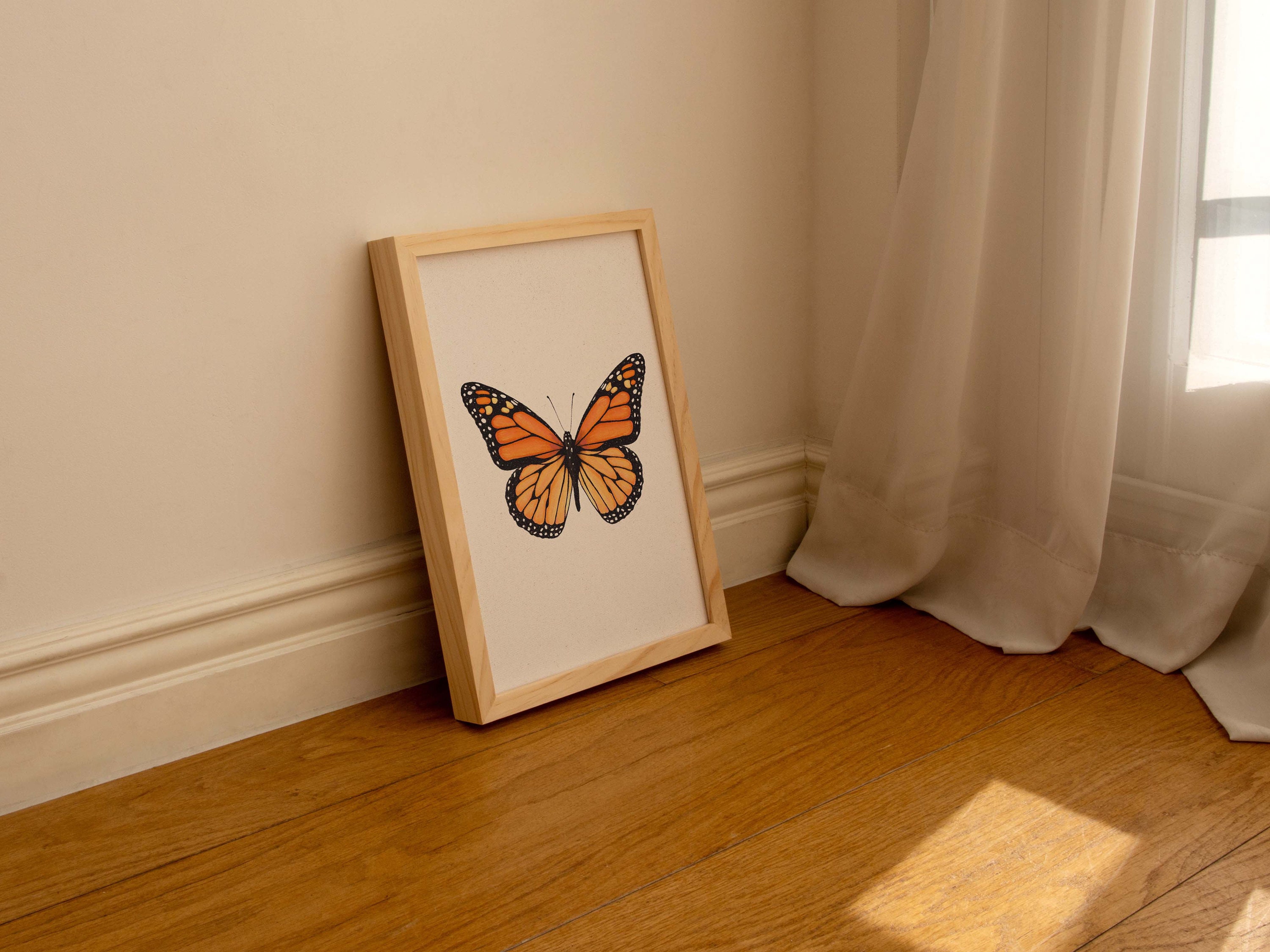 Illustrated Monarch Print, Butterfly Wall Decor, Monarch Aesthetic ...