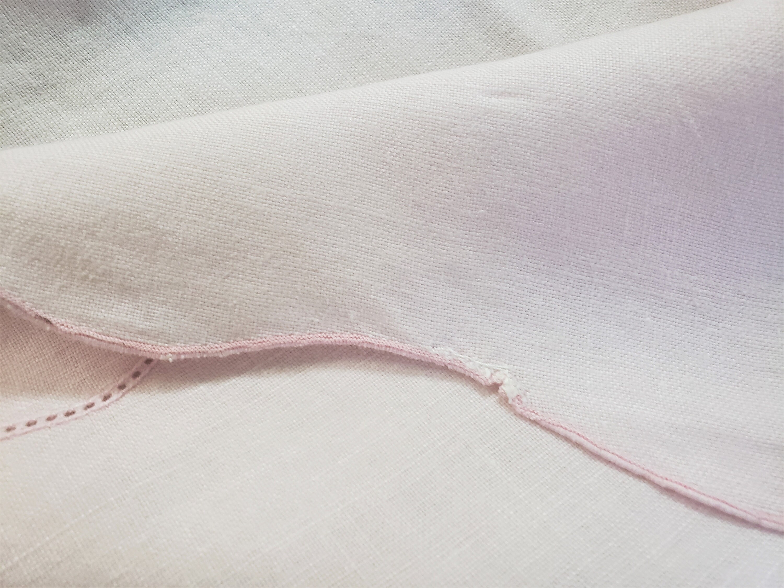 Vintage Pale Pink Tablecloth With Scalloped Edges and Etsy