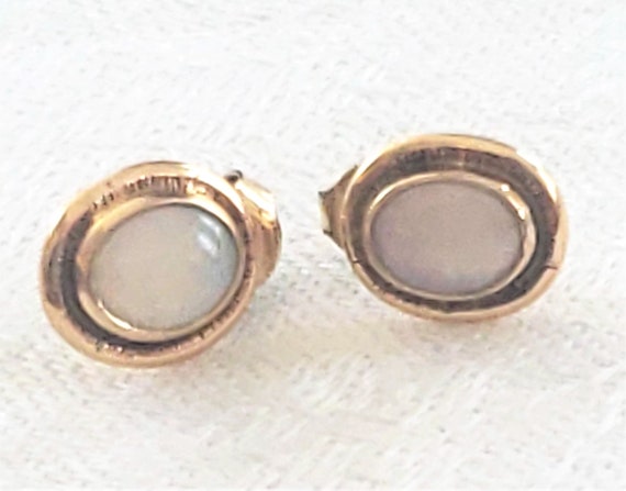 Opal Earrings - Opal, Gold, Oval - Vintage - image 4