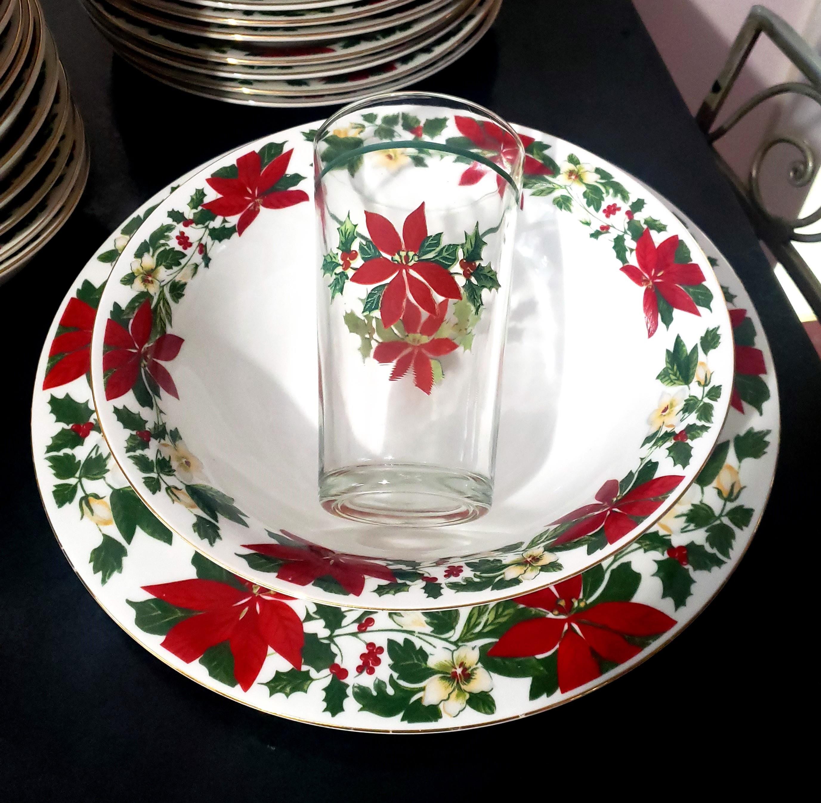 Porcelain Dinnerware Gibson Poinsettia Holiday Dinnerware Holiday