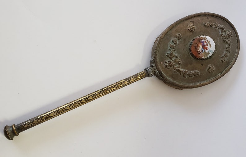 Rare Antique Victorian Hand Mirror Ornate Brass With Cameo Etsy