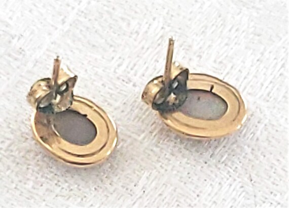 Opal Earrings - Opal, Gold, Oval - Vintage - image 2