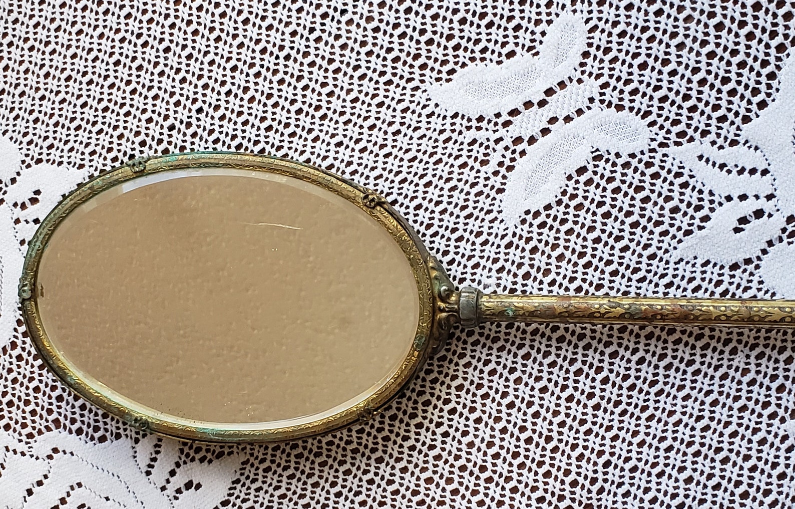 Rare Antique Victorian Hand Mirror Ornate Brass With Cameo Etsy