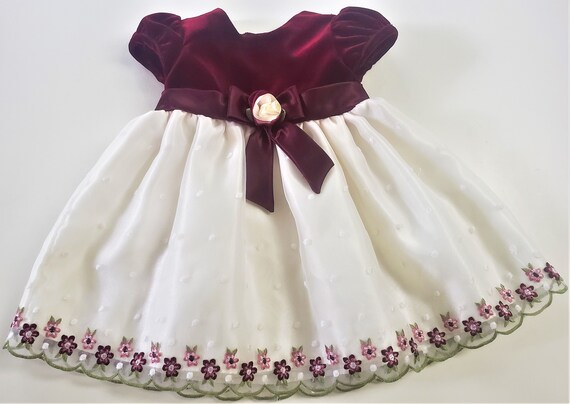 youngland pink dress Youngland Baby Dress 6/9 Months Pink White Polka Dots Flowers Sash FLAWS
