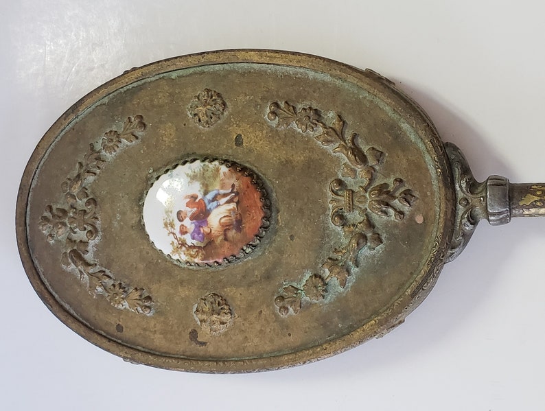 Rare Antique Victorian Hand Mirror Ornate Brass With Cameo Etsy