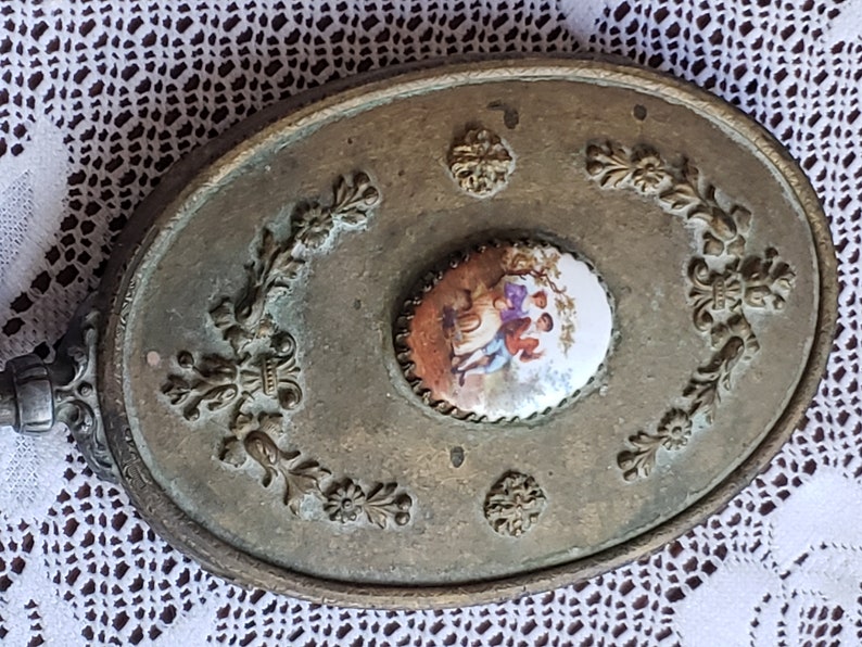 Rare Antique Victorian Hand Mirror Ornate Brass With Cameo Etsy