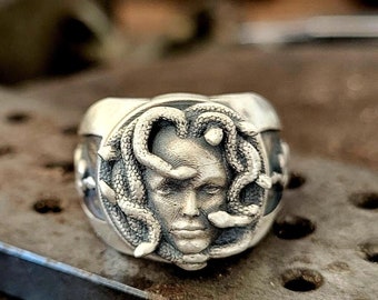 Medusa Ring: Ancient Greek Mythology, 925k Sterling Silver Ring
