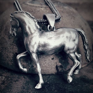 Horse Silver Pendant for Men, 925k Sterling Silver Handmade Jewelry, Animal Lover Necklace, Beauty Horse Pendant Gift for Men and Women