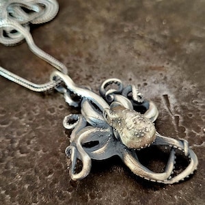 Octopus Silver Necklace for Men, 925k Sterling Silver Animal Necklace,  Sailor Silver Men Jewelry, Octopus Pendant Gift for Animal Lovers