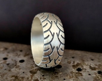 Biker Tire Silver Ring, Motorcycle Live Band Ring, 925k Sterling Silver Jewelry, Promise Ring for Men Women, Wedding Band, Christmas Gift