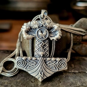 Viking Tree Silver Pendant, 925k Sterling Silver Handmade Jewelry, Mjolnir Pendant Thors Hammer, Viking Norse God Thors Pendant,Gift for Him