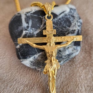 Gold 3D Jesus Kreuz Anhänger, 10k 14k 18k Massivgold Schmuck, religiöse Halskette für Männer und Frauen, Glaube Halskette Geschenk für Freund