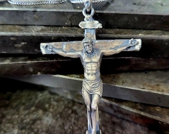 Crucifix Christ Jesus Necklace, 925k Sterling Silver Jewelry, Christian Mens Necklace, Faith Necklace Gift for Men and Women, Cross Necklace