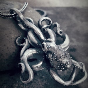 Octopus Silver Necklace for Men, 925k Sterling Silver Animal Necklace,  Sailor Silver Men Jewelry, Octopus Pendant Gift for Animal Lovers