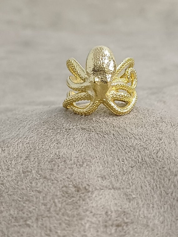 14Kゴールドメッキのタコリング - 神秘的でしなやかな海の精霊 - Etsy 日本
