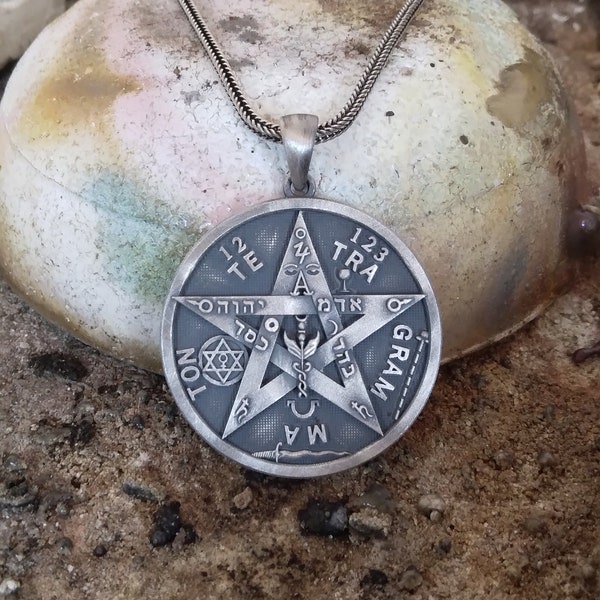YHVH Tetragrammaton Silver Pendant, 925k Sterling Silver Handmade Jewelry, Hebrew Necklace for Men, Pentagrammaton Silver Pendant Gift