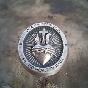 Anillo Sagrado Corazón de Jesús, Joyería Hecha a Mano en Plata de Ley 925k, Anillo Sagrado Corazón de Jesús, Anillo Religioso para Hombre, Regalo de Navidad