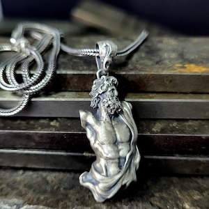 Zeus Ancient Greek Silver Necklace, King of the Gods Pendant, Mythical Necklace for Men, Zeus God of the Sky, Greek Spiritual Gift for Men