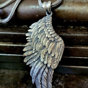 Angel Wing Silver Necklace, 925k Sterling Silver Jewelry, Guardian Angel Wing Charm, Lover Jewelry, Wing Pendant for Men, Gift for Boyfriend