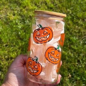 LIBBEY GLASS CUP 16 oz / Personalized glass tumbler / Halloween themed tumblers.