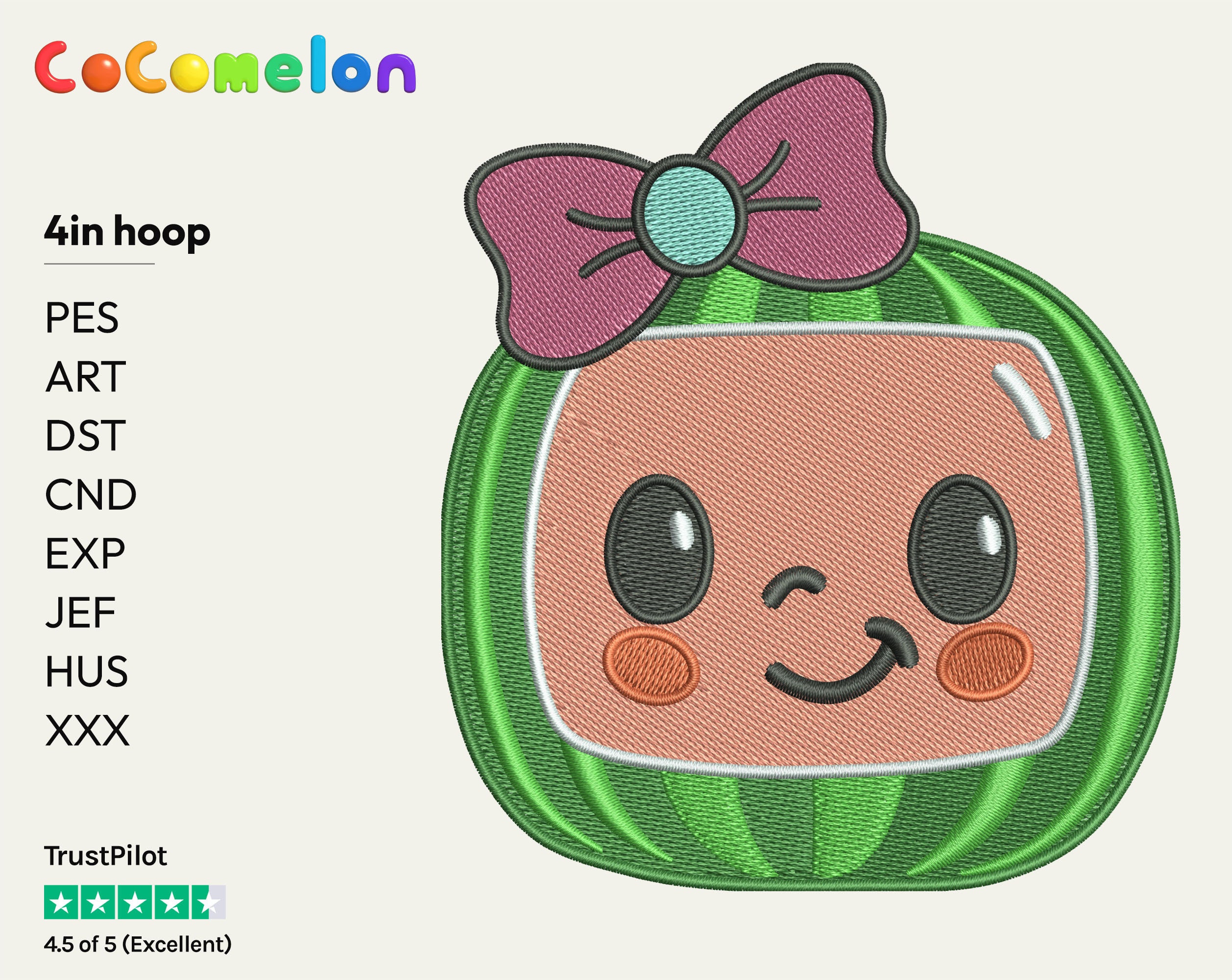 Cocomelon With a Bow Cocomelon Handmade Embroidery DST PES - Etsy