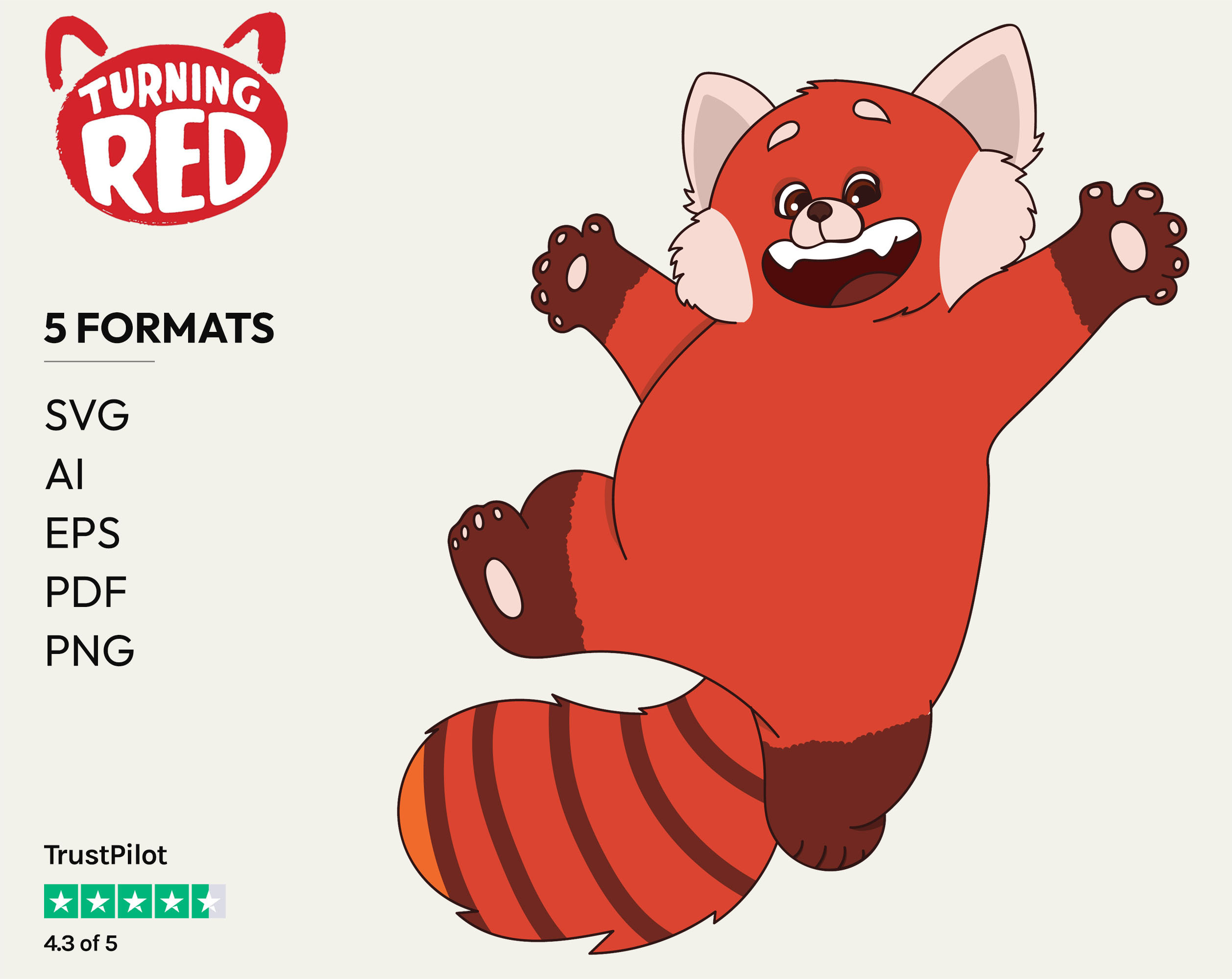 Mei as Red Panda 02 Turning Red Handmade Chibi Vector Cricut - Etsy